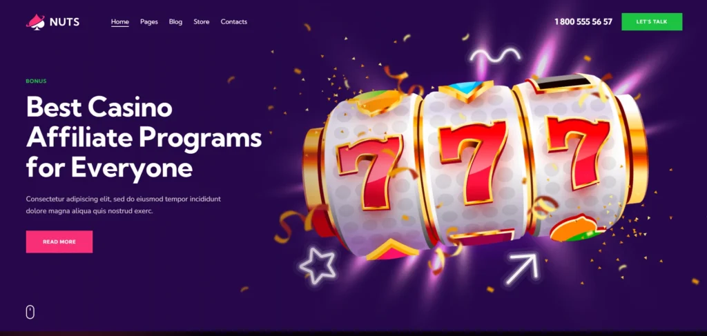 Nuts – Tema WordPress para Casino, Apuestas y Juegos en Línea